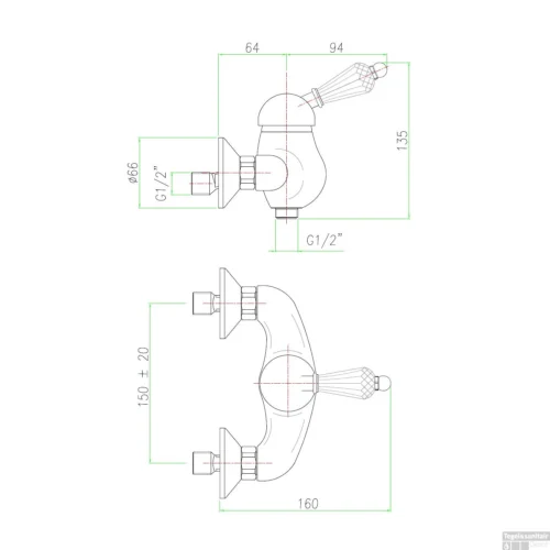 Opbouw Douchekraan Sapho Kirké Mengkraan Retro Kristal 1-hendel Chroom -Badkamer Winkel ki11kc opbouw douchekraan sapho kirk mengkraan retro kristal 1 hendel chroom 2