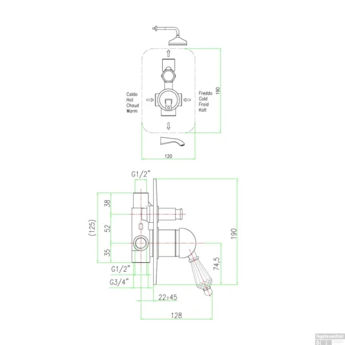 Douchekraan Inbouw Sapho Kirké Crystal Mengkraan Retro Afbouwdeel 2-weg Goud (incl. Inbouwdeel) -Badkamer Winkel ki42kz douchekraan inbouw sapho kirk crystal mengkraan retro afbouwdeel 2 weg goud incl. inbouwdeel 4