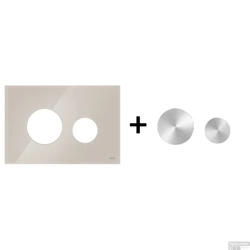 Drukplaat Front En Toetsen TECE Loop Voor WC-Bediening Glas Lichtbeige -Badkamer Winkel lichtbeige geborsteldrvs