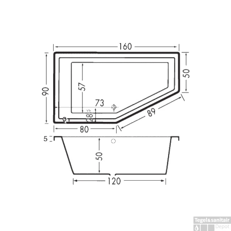 Ligbad Beterbad Xenz Society Links 160x90x50 Cm Wit 2 Ligbad Beterbad Xenz Society Links 160x90x50 Cm Wit - Afbeelding 2