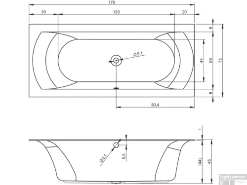 Ligbad Riho Linares 170x75 Cm Mat Wit -Badkamer Winkel ligbad riho linares 170x75 cm mat wit tech
