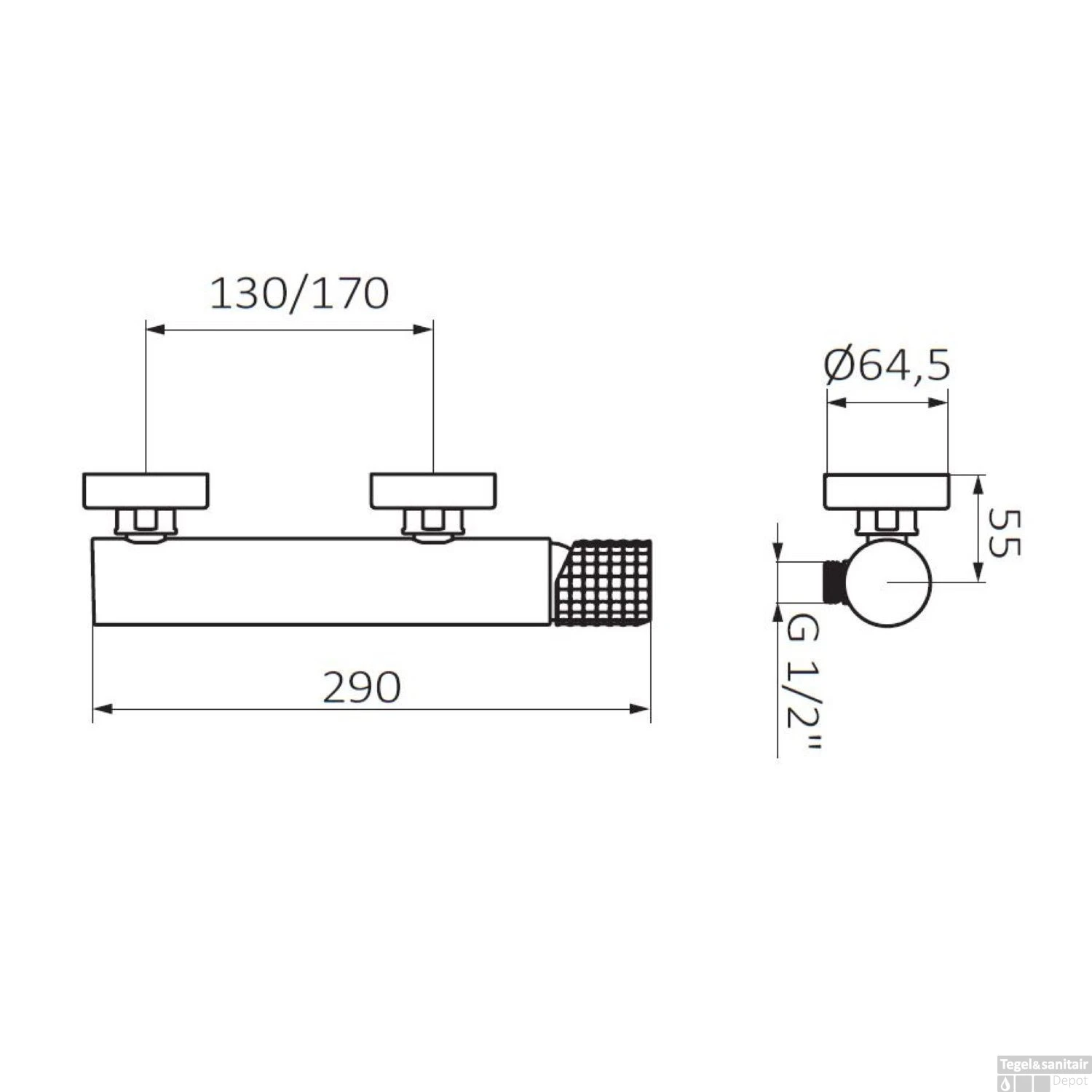 Opbouw Douchekraan GRB Aura Mengkraan Messing Chroom 2 Opbouw Douchekraan GRB Aura Mengkraan Messing Chroom - Afbeelding 2