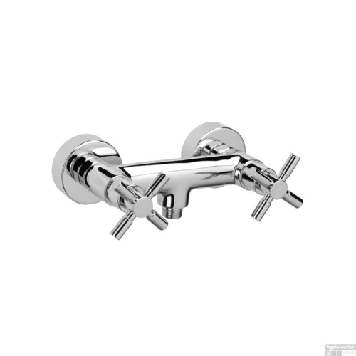 Opbouw Douchekraan Herzbach Stilo Met Kruisgrepen En Doucheslang Aansluiting Chroom