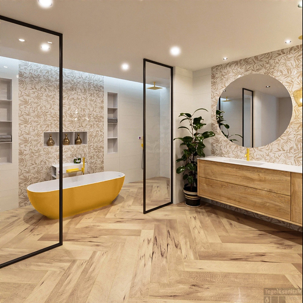 ROCK Vrijstaand Bad 170x70cm Kleur Ocher / Talc 2 ROCK Vrijstaand Bad 170x70cm Kleur Ocher / Talc - Afbeelding 2