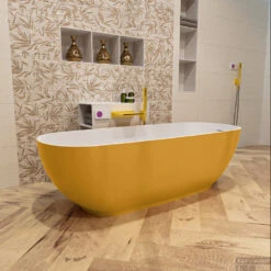 ROCK Vrijstaand Bad 170x70cm Kleur Ocher / Talc 14 ROCK Vrijstaand Bad 170x70cm Kleur Ocher / Talc -Badkamer Winkel rock 3 00014