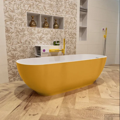 ROCK Vrijstaand Bad 170x70cm Kleur Ocher / Talc -Badkamer Winkel rock 3 00014