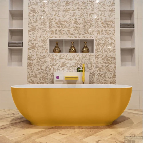 ROCK Vrijstaand Bad 170x70cm Kleur Ocher / Talc -Badkamer Winkel rock 4 00014