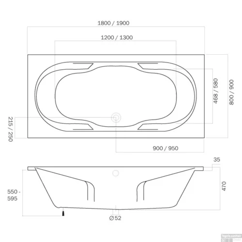 Nieuwe Producten -Badkamer Winkel sealskin ligbad duet 180x80 cm wit tech
