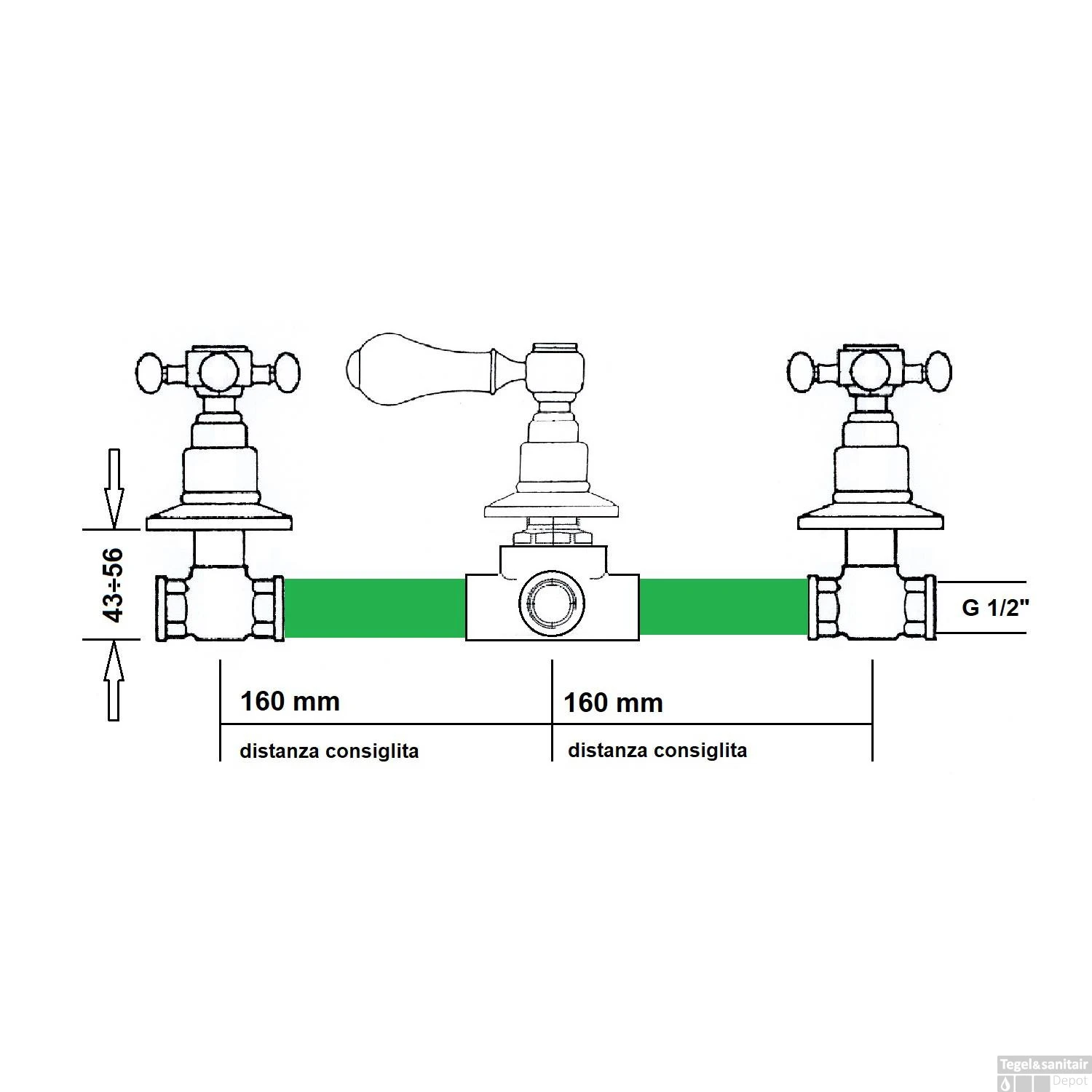 Douchekraan Inbouw Sapho Antea Mengkraan Afbouwdeel 2-weg Brons 8 Douchekraan Inbouw Sapho Antea Mengkraan Afbouwdeel 2-weg Brons - Afbeelding 8
