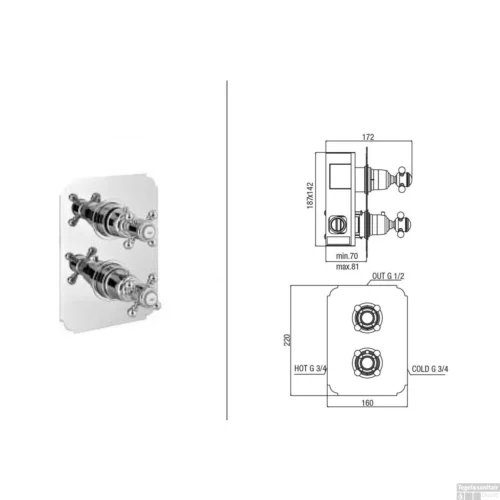 Douchekraan Inbouw Sapho Sassari Thermostatisch Afbouwdeel 1-weg Chroom (incl. Inbouwdeel) -Badkamer Winkel sr391 douchekraan inbouw sapho sassari thermostatisch afbouwdeel 1 weg chroom incl. inbouwdeel 2