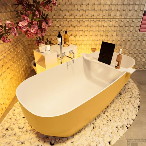 STONE Vrijstaand Bad 170x75cm Kleur Ocher / Talc -Badkamer Winkel stone 5 00014