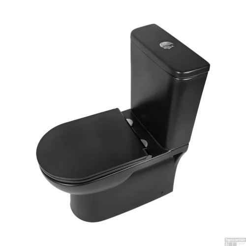 Toiletpot Differnz Staand Duoblok Rimless Mat Zwart -Badkamer Winkel toiletpot differnz staant duoblok rimless mat zwart 3