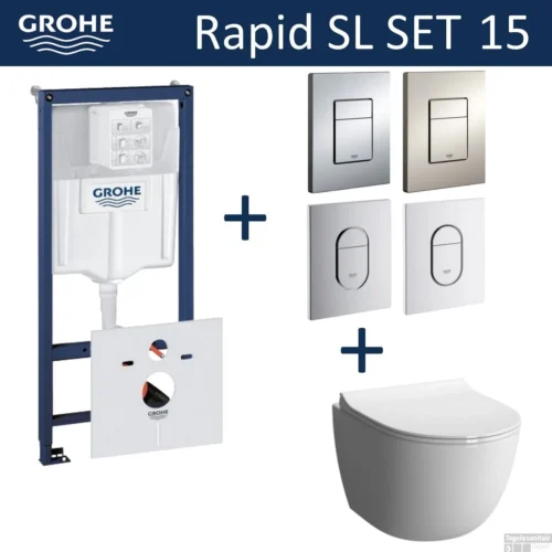 Grohe Rapid SL Toiletset Set15 B&W Zero Rim-ex Met Grohe Arena Of Skate Drukplaat