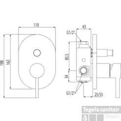 Tres Alplus Inbouw Douchekraan Met Omsteller Chroom 20318001