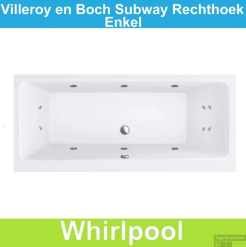 Ligbad Villeroy & Boch Subway 170x75 Cm Balboa Whirlpool Systeem Enkel