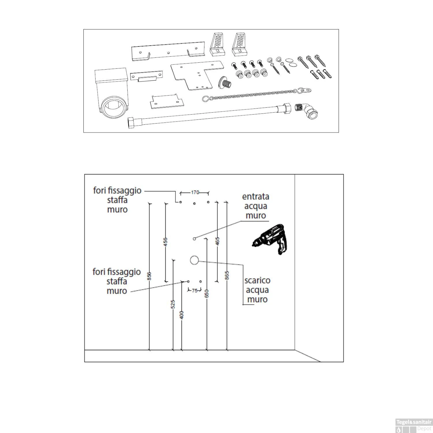 Urinoir Set Salenzi Hung Achterinlaat Mat Zwart Met TECE Square Drukplaat Glas 5 Urinoir Set Salenzi Hung Achterinlaat Mat Zwart Met TECE Square Drukplaat Glas - Afbeelding 5