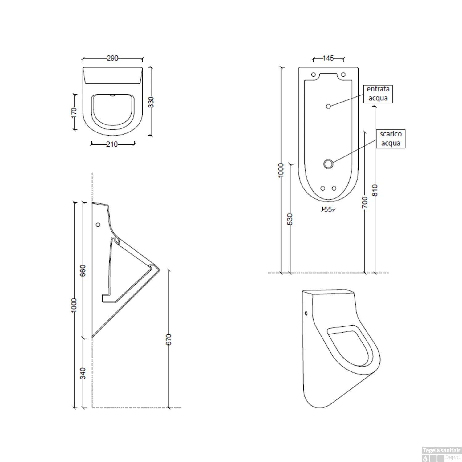 Urinoir Set Salenzi Hung Achterinlaat Mat Zwart Met TECE Square Drukplaat Glas 4 Urinoir Set Salenzi Hung Achterinlaat Mat Zwart Met TECE Square Drukplaat Glas - Afbeelding 4