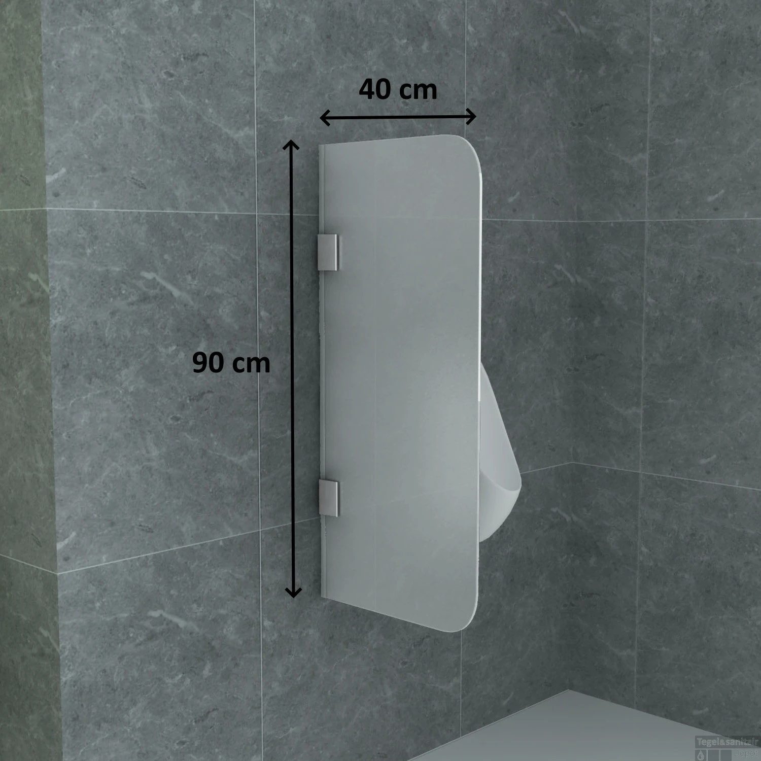 Urinoirscherm Schaamschot Boss & Wessing Perry 40x90 Cm Melkglas Wit 3 Urinoirscherm Schaamschot Boss & Wessing Perry 40x90 Cm Melkglas Wit - Afbeelding 3