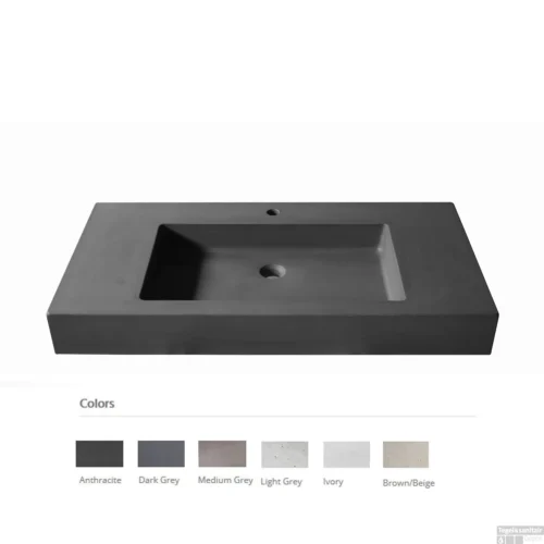 Opzet Wastafel Urbi Et Orbi Plura Uni 110 Beton 110x50x12 Cm Donkergrijs