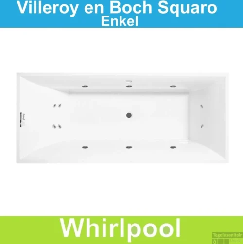 Ligbad Villeroy & Boch Squaro 170x75 Cm Balboa Whirlpool Systeem Enkel