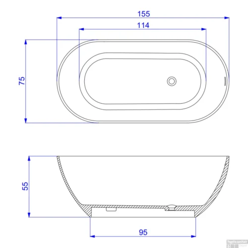 Vrijstaand Bad Arcqua Cusco Cast Marble 155x75x55 Cm Mat Zwart -Badkamer Winkel vrijstaand bad bws cusco cast marble 155x75x55 cm mat zwart tec