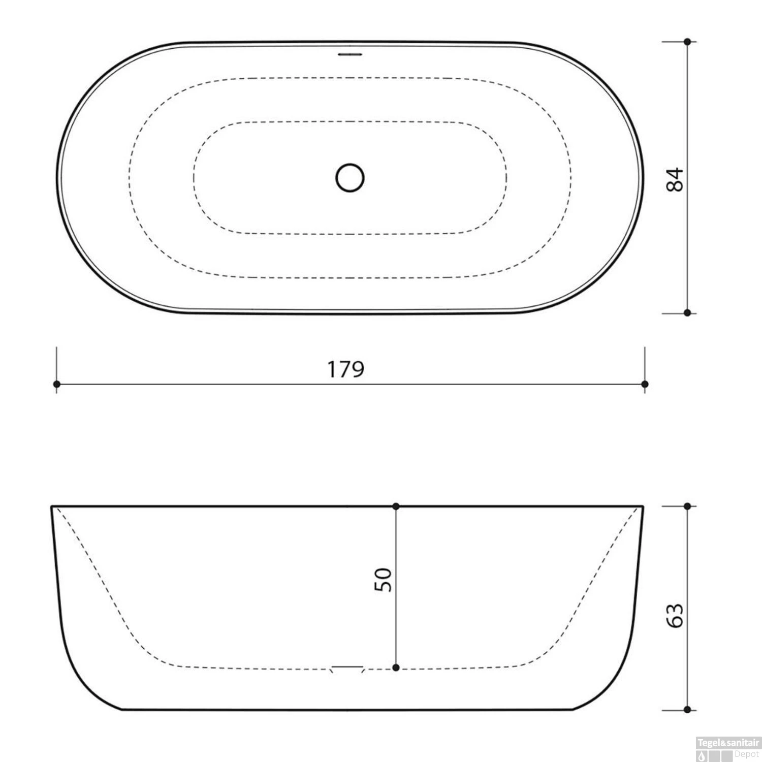 Vrijstaand Bad Xenz Mauro 180x84x64 Cm Solid Surface Goud 2 Vrijstaand Bad Xenz Mauro 180x84x64 Cm Solid Surface Goud - Afbeelding 2