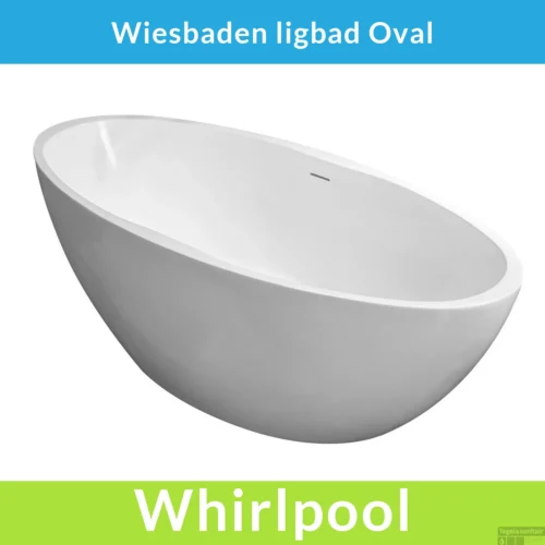 Vrijstaande Whirlpool Wiesbaden Oval 170x78x60 Cm Luchtsysteem Met Gunmetal Jets Mat Wit
