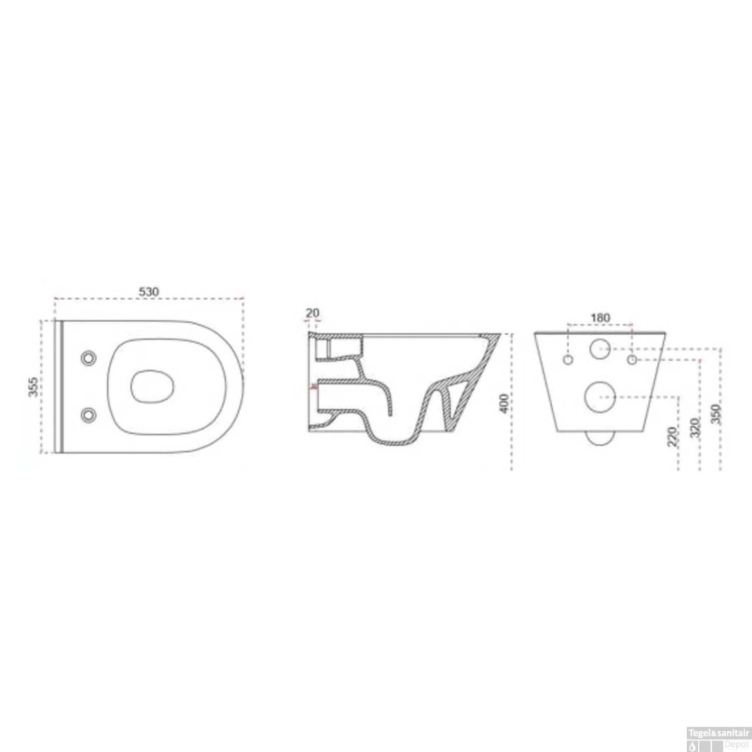 Wandcloset Wiesbaden Stereo Rimless 53 Cm Mat Zwart (Excl. Zitting) - Afbeelding 4