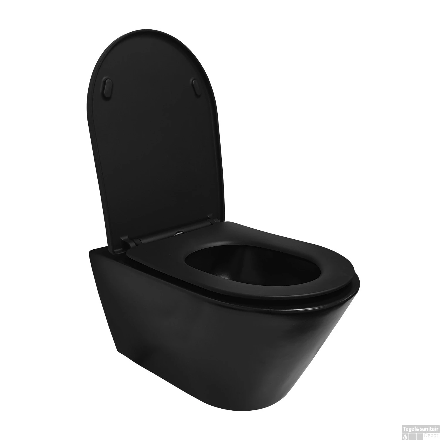 Wandcloset Wiesbaden Stereo Rimless 53 Cm Mat Zwart (Incl. Zitting) - Afbeelding 2