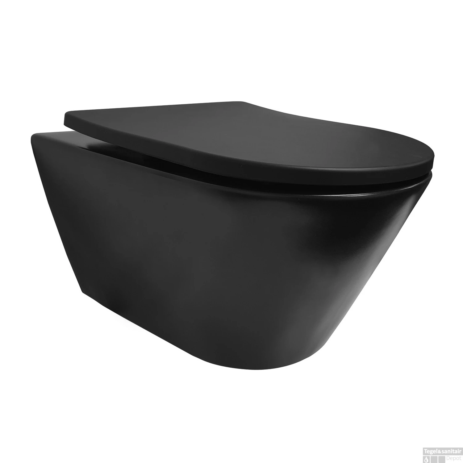 Wandcloset Wiesbaden Stereo Rimless 53 Cm Mat Zwart (Incl. Zitting)