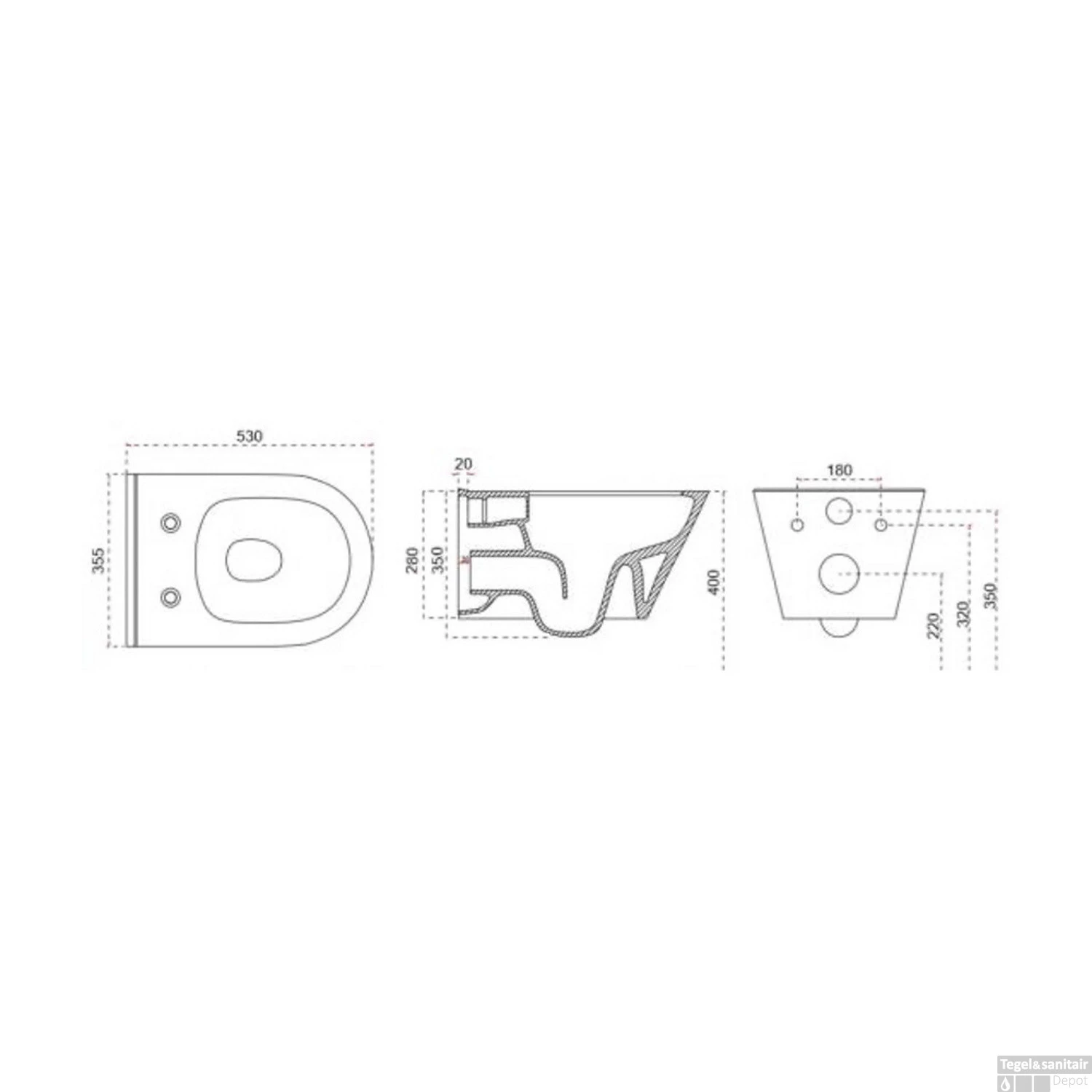 Wandcloset Wiesbaden Stereo Rimless Zonder Zitting Mat Wit 3 Wandcloset Wiesbaden Stereo Rimless Zonder Zitting Mat Wit - Afbeelding 3