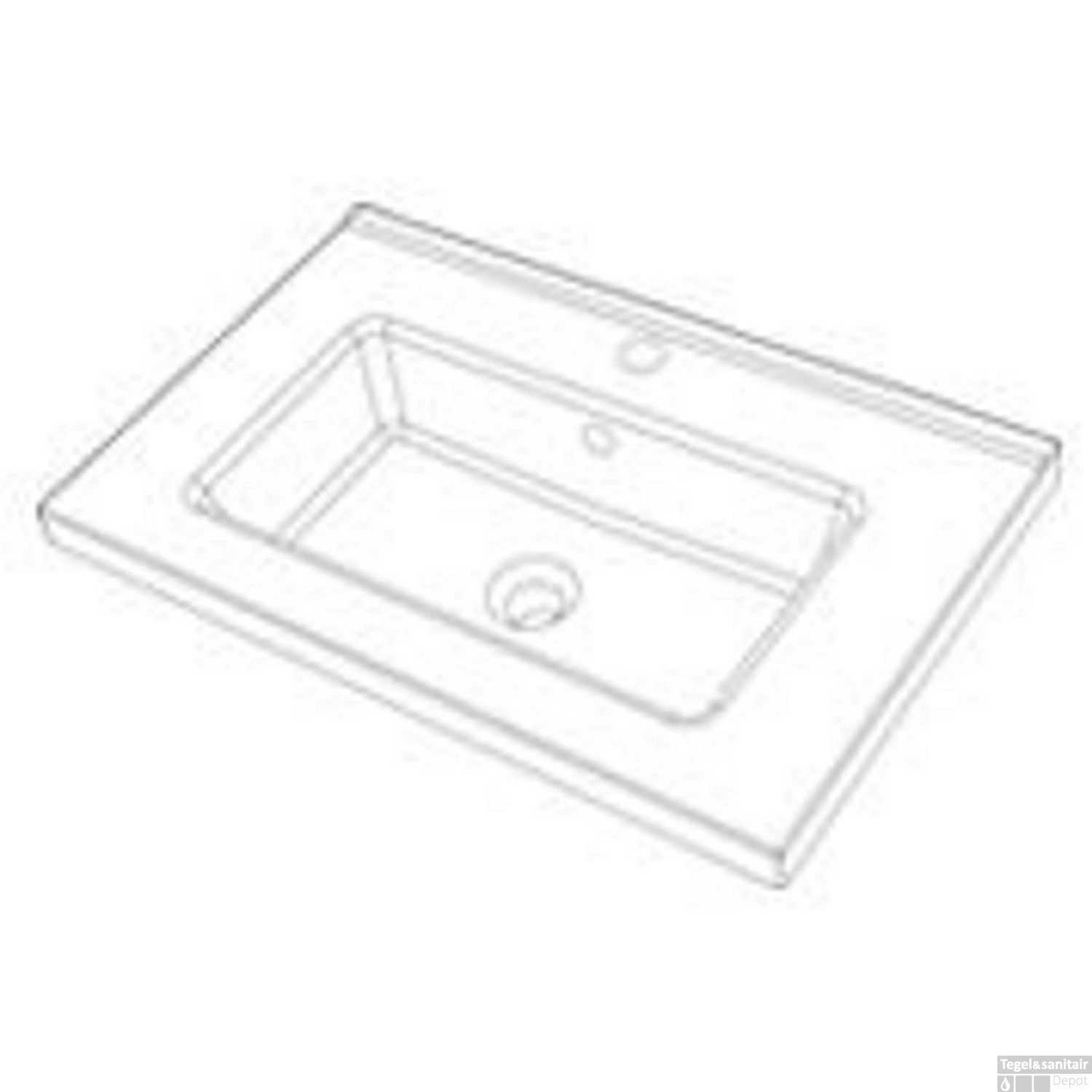 Wastafel Allibert Small Porselein 61x39x3,5 Cm Wit 2 Wastafel Allibert Small Porselein 61x39x3,5 Cm Wit - Afbeelding 2