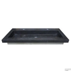 Wastafel Boss & Wessing Stone 120x46 Cm Met 2 Kraangaten Hardsteen Zwart