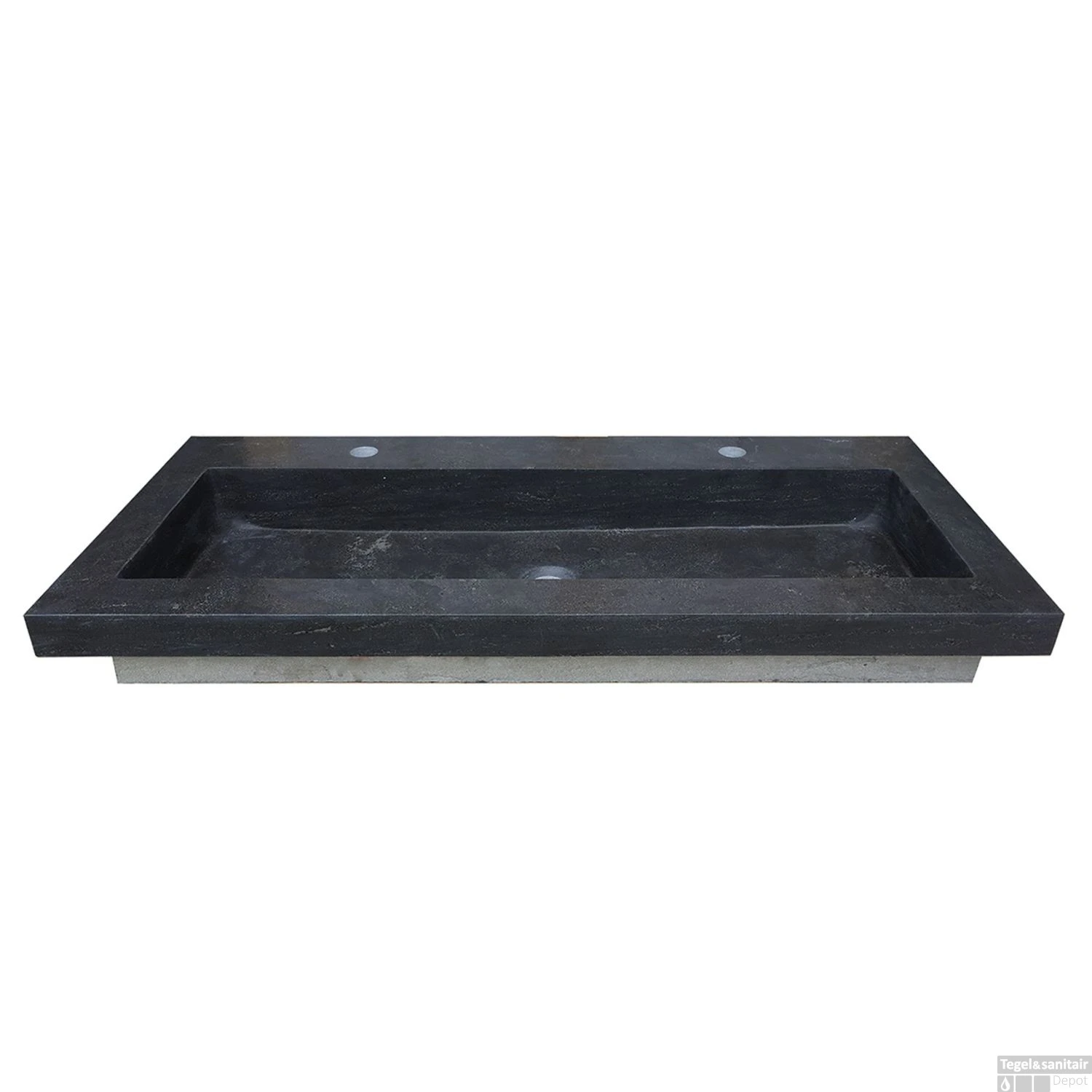 Wastafel Boss & Wessing Stone 120x46 Cm Met 2 Kraangaten Hardsteen Zwart 1 Wastafel Boss & Wessing Stone 120x46 Cm Met 2 Kraangaten Hardsteen Zwart