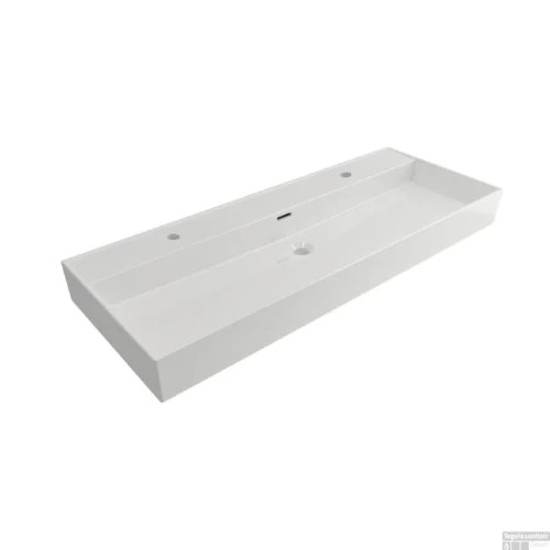 Wastafel Plieger Kansas 2 Kraangaten 120x46,6 Cm Met Overloop Wit