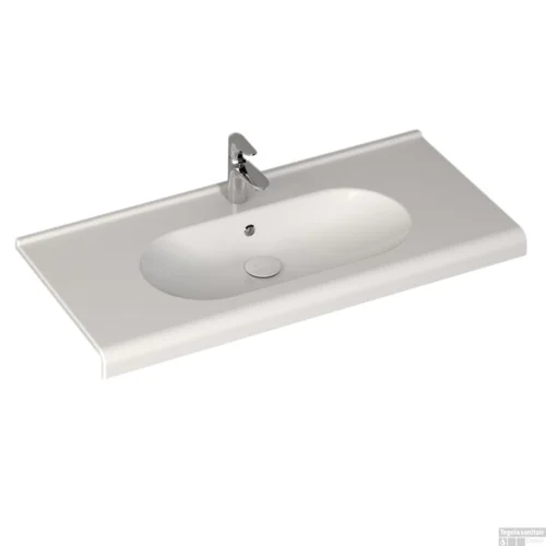 Wastafel Sanicare Q9 Inclusief Kraangat En Overloop 65x47 Cm Keramisch Wit (exclusief Meubel)