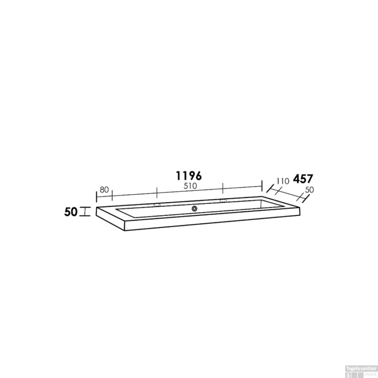 Wastafel Voor Meubel Exclusive Line Foggia 120-1 Cm Mat Wit 2 Kraangaten 4 Wastafel Voor Meubel Exclusive Line Foggia 120-1 Cm Mat Wit 2 Kraangaten - Afbeelding 4