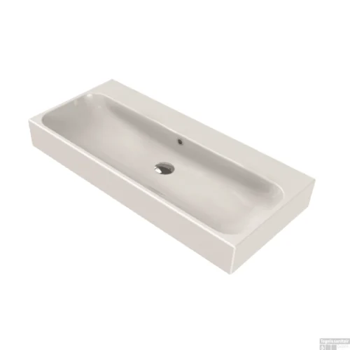 Wastafel Vrijhangend Sanicare Q17 101x46,5 Cm Keramisch Wit (0, 1 Of 2 Kraangaten)