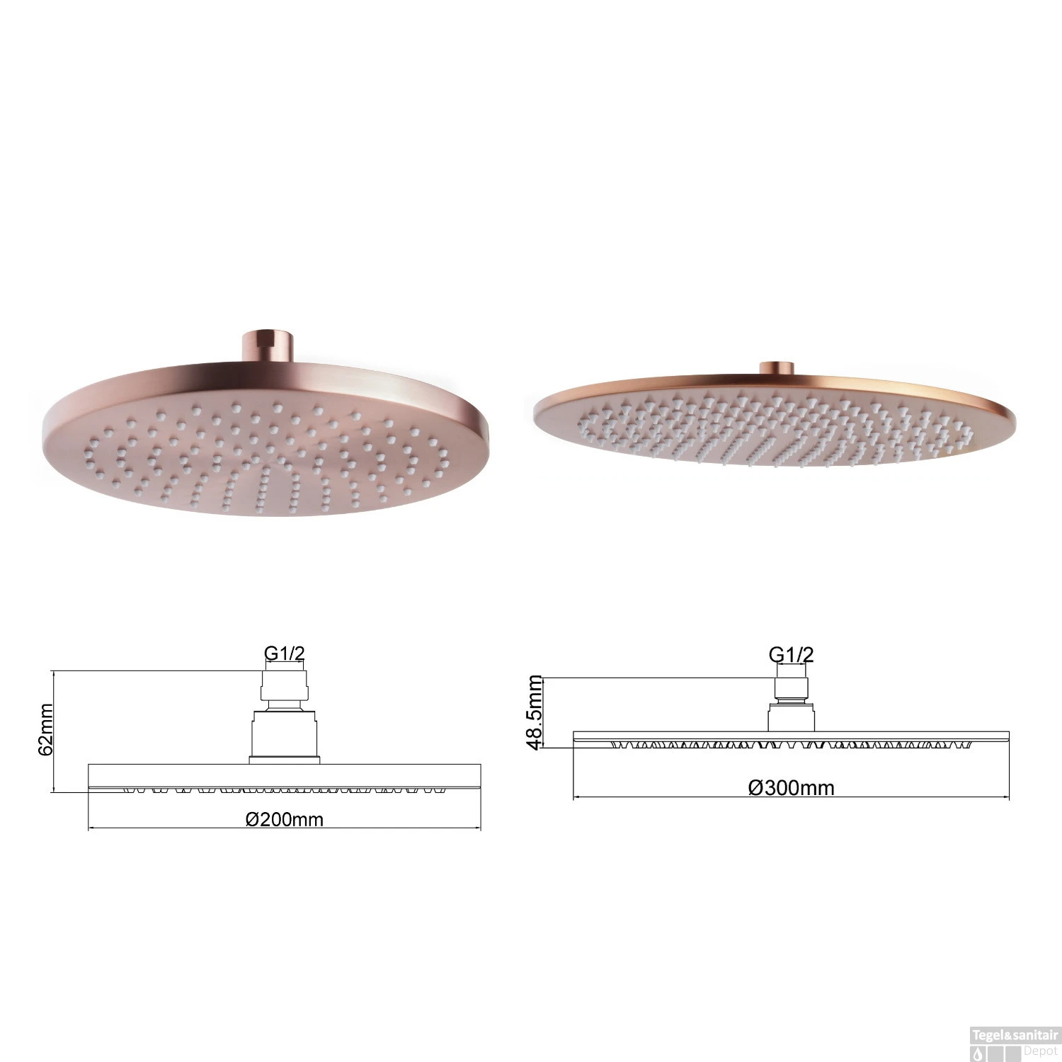 Wiesbaden Inbouw Regendouche Set Caral Rond Muuruitloop Geborsteld Koper PVD Coating 4 Wiesbaden Inbouw Regendouche Set Caral Rond Muuruitloop Geborsteld Koper PVD Coating - Afbeelding 4