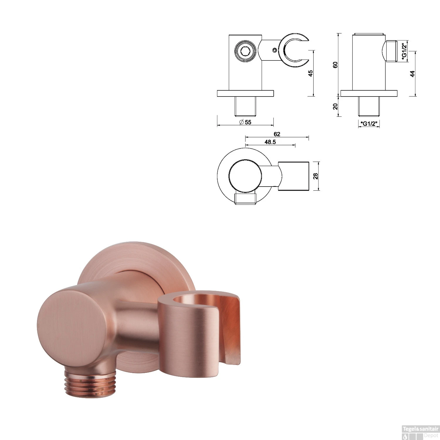Wiesbaden Inbouw Regendouche Set Caral Rond Muuruitloop Geborsteld Koper PVD Coating 6 Wiesbaden Inbouw Regendouche Set Caral Rond Muuruitloop Geborsteld Koper PVD Coating - Afbeelding 6