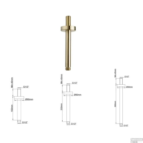 Wiesbaden Inbouw Regendouche Set Caral Rond Plafonduitloop Geborsteld Messing Goud PVD Coating -Badkamer Winkel wiesbaden inbouw regendouche set caral rond plafonduitloop geborsteld messing goud 5
