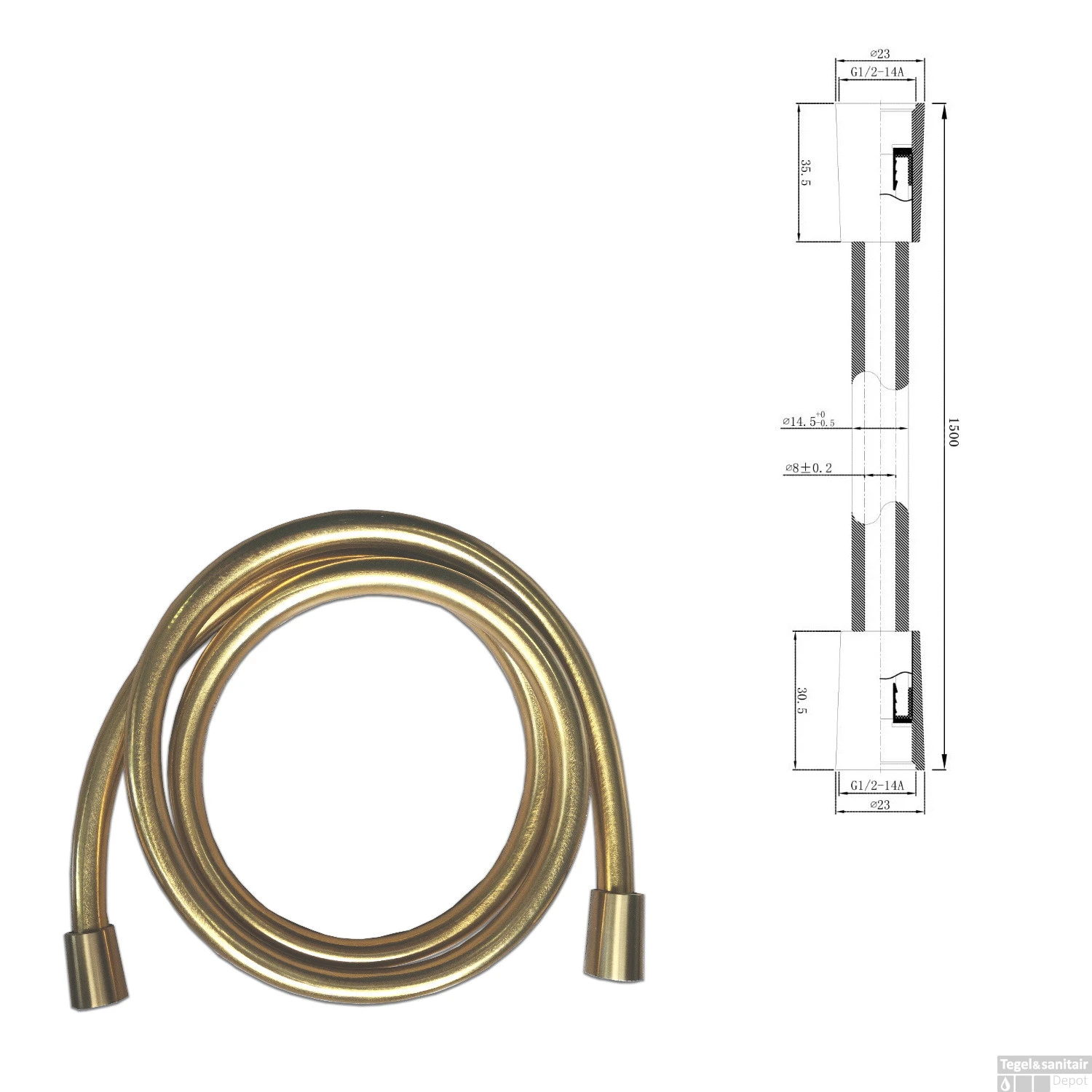 Wiesbaden Inbouw Regendouche Set Caral Rond Plafonduitloop Geborsteld Messing Goud PVD Coating - Afbeelding 8
