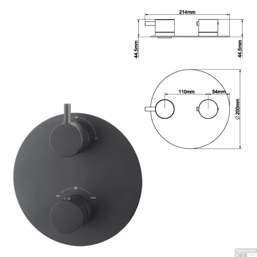 Wiesbaden Inbouw Regendouche Set Caral Rond Plafonduitloop Mat Zwart -Badkamer Winkel wiesbaden inbouw regendouche set caral rond plafonduitloop mat zwart 4