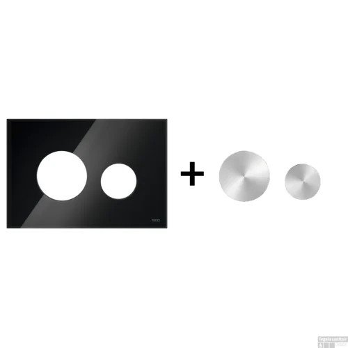 Drukplaat Front En Toetsen TECE Loop Voor WC-Bediening Glas Zwart -Badkamer Winkel zwart geborsteldrvs