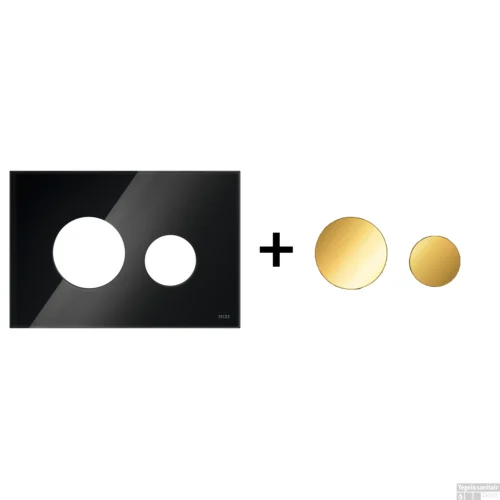 Drukplaat Front En Toetsen TECE Loop Voor WC-Bediening Glas Zwart -Badkamer Winkel zwart goud